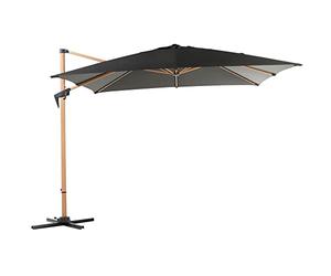 PROLOISIRS Parasol de jardin déporté Roma Look Bois à Manivelle 3 x 3 m - heat oak/gris