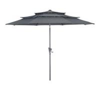 PROLOISIRS Parasol droit en aluminium 3 strates inclinable manivelle 300/6 cm - grey/gris Gris G