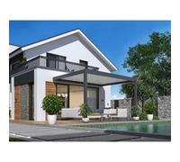 PROLOISIRS Pergola bioclimatique adossée Zéphir motorisée aluminium/lames - grey - 3 x 4 m