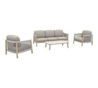 PROLOISIRS Set 4 pièces - DERIVEUR - Aluminium époxy - Rope Heat - 1 canapé + 2 fauteuils + 1 table basse G