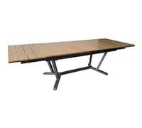 Table extensible - DARWIN - Aluminium époxy graphite - Plateau à lattes finition Heat Transfer chêne - 174/224/274 x 100 cm