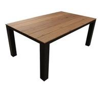 PROLOISIRS Table fixe - ELENA - Aluminium époxy graphite - Plateau lames fibre stone bois structure - 180 x 108 cm G