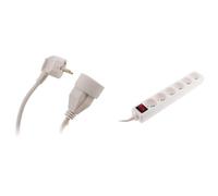 Prolongateur 16A 2P+T HO5VV-F 3G1,5mm² Blanc 10m - Zenitech & Bloc 6 Prises 16A 2P+T avec Interrupteur Blanc - Zenitech
