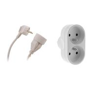 Prolongateur 16A 2P+T HO5VV-F 3G1,5mm² Blanc 10m - Zenitech & Multiprise 2 Prises pour façade - Biplite - 2x16A - Blanc - Zenitech