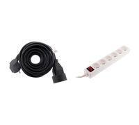 Prolongateur 16A 2P+T HO5VV-F 3G1,5mm² Noir 3m - Zenitech & Bloc 6 Prises 16A 2P+T avec Interrupteur Blanc - Zenitech