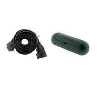 Prolongateur 16A 2P+T HO5VV-F 3G1,5mm² Noir 5m & Boîtier de Protection pour prolongateur Jardin IP54 - Vert - Zenitech