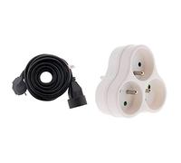 Prolongateur 16A 2P+T HO5VV-F 3G1,5mm² Noir 5m & Zenitech Triplite 3X 16A Triangulaire Blanc