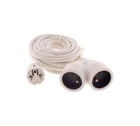 Prolongateur Bi tête 3G1.5 mm blanc 3m - 1 prise Mâle + 2 prises Femelle