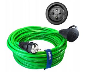 Prolongateur électrique, 1 prise, couleur verte, câble H07BQ-F 3g2,5 en caoutchouc, robuste, longueur 15 mètres