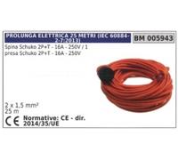 Prolongateur Électrique 25M Prise Schuko 2 Pôles + Terre 16A 250V 1 Prise Schuko
