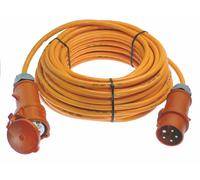 Prolongateur électrique, 400V/32A, 10 mètres, câble H07BQ-F 5G4, indice de protection IP44, couleur orange