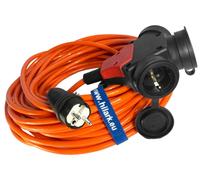 Prolongateur en polyuréthane H07BQ-F, 3 x 2,5 mm², câble en caoutchouc, connecteur triple SCHUKO, 40 mètres, couleur orange