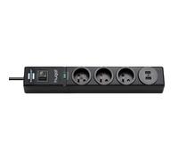 Prolongateur multiprise hugo! Brennenstuhl, parasurtenseur 19 500A, 3 prises courant, 2 prises USB, coloris noir