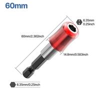 Prolongateur pour embouts de tournevis - Coffret de 3 pièces - Embout hexagonal - Fixation rapide - Auto-serrant - 60/100/150 mm