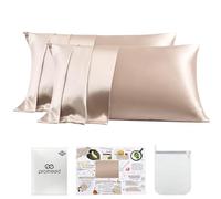 PROMEED Lot de 2 taies d'oreiller 100% Soie de mûrier de 3e génération, taies d'oreiller rafraîchissantes pour Les dormeurs Chauds (Grand lit, 50,8 x 76,2 cm, Champagne)