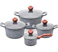 PROMIS Set de casseroles GRANIT, Casserole 16 cm, Casseroles 20,24,28 poignées brunes