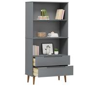 ""Promo 2026""Meuble de rangement - Gris Bibliothèque - CLARENCE - Pour salon - MOLDE Gris 85 x 35 x 170,5cm Bois massif de pin - 1365