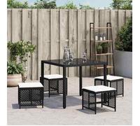 ""Promo 2026""Petit fauteuil/chaise de balcon - SOLOMON - Tabourets de jardin et coussins lot de 4 noir 41x41x36 cm rotin - S6381043