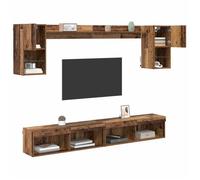 ""Promo 2026""Unités murales TV avec LED 6 pcs banc TV meuble hifi vidaxl TABLE TV - Bois Ancien - Bois d'ingénierie - M1473365
