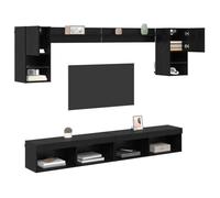 ""Promo 2026""Unités murales TV avec LED 6 pcs,banc TV, meuble hifi,vidaxl,TABLE TV - Chêne noir - Bois d'ingénierie - M7372141