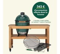PROMO - Big Green Egg LARGE sur table eucalyptus
