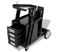 ""Promo“Chariot de Soudage avec 4 Tiroirs Noir 73,5 x 42 x 72 cm en Acier avec roulettes, rangement sécurisé et rangement atelier 214