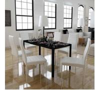 ""Promo été""Ensemble de table à manger (7pcs)- SWEETY - Table de salon + 6 chaises de cuisine - noir et blanc 120x60x74cm 5714185