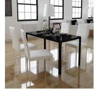 ""Promo été""Ensemble de table à manger (cinq pièces)- SWEETY - Table de salon + 4 chaises de cuisine - noir et blanc 105x60x74cm 5872