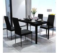 ""Promo été""Ensemble de table pour salle à manger (cinq pièces)- SWEETY - Table de salon + 4 chaises de cuisine - noir 105x60x74cm 24