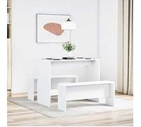 ""Promo été""Ensemble table à manger et bancs (3pcs)- SWEETY - Set de 3 Pièces pour Salle à Manger - blanc - Bois d'ingénierie 97x47x7