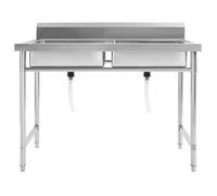 ""Promo“Évier de Cuisine à Lavabo Double Acier Inoxydable Argenté 120 x 60 x 85 cm pour Cuisine 531930