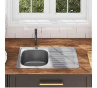""Promo“Évier de Cuisine avec Crépine et Piège Acier Inoxydable Argenté 75 x 40 x 18 cm pour Cuisine 994736