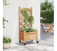 ""Promo“Jardinière avec treillis et roues Marron 40 x 30 x 97,5 cm et support pour plantes grimpantes pour Jardin et Terrasse 716380