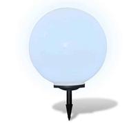 ""Promo“Lampe d'allée à LED 50 Cm avec Piquet de Sol Boule Blanche Brillante, Tube Noir 11 cm en PP et plastique durable avec LED 677