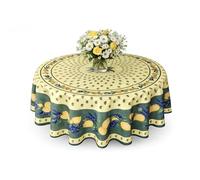 Promo Linge Nappe Provençale Rectangle ou Ronde Anti-Tâche 100% Polyester - Citron (Vert, 180cm)
