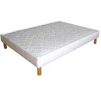 Promo Matelas - Sommier Tapissier Cuvette À Ressorts + Jeu de Pieds offerts- Blanc - 140 X 190 Cm