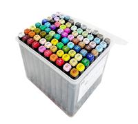 Promo Pack 80 feutres/marqueurs alcool. Double pointe. Séchage rapide. Valisette DELUXE rigide avec base de rangement individuel intégrée pour chaque marqueur. Pour tous. Coloriage, croquis, dessin
