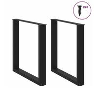 ""Promo“Pieds de Table à Manger 2 pcs en U 2 Pièces Noir 80 X (72-73) Cm 80 x (72-73) cm en métal avec plateau pratique pour Bureau 5