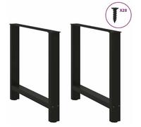 ""Promo“Pieds de Table à Manger Noir 2 Pièces 80 X (72-73) Cm 80 x (72-73) cm 2 pcs en métal avec plateau pratique pour Bureau 588295