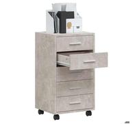 ""Promo printemps"" Armoire à tiroirs avec roulettes Gris béton Bois d'ingénierie - M445268