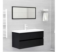 ""Promo printemps""Armoire d'évier,CLARENCE,Cabinet Sous évier,Meuble-lavabo - avec lavabo intégré - noir bois d'ingénierie - M224919