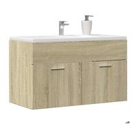 ""Promo printemps"" Armoire d'évier,CLARENCE,Cabinet Sous vasque,Cabinet de toilette， Chêne sonoma 80x38,5x46 cm Aggloméré - M246522