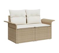PROMOTION Anti-UV Canapé de jardin 2 places - avec rangement et coussins Beige Rattan 39559 - BestMeuble