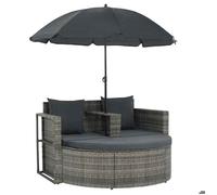 ""Promotion avril""*Canapé de jardin - YUYAN - Transat/Fauteuil camping - 2 places avec coussins et parasol Gris,130x58x77cm 150655