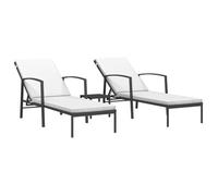 ""Promotion avril""*Chaises longues - YUYAN - Lot de 2 - Transat/Fauteuil camping - avec table résine tressée noir,30x30x31cm 938197