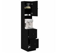 PROMOTION Buffet Bas - VENTE-FLASH - Meuble étagère de rangement Buffet de cuisine avec tiroir Chêne noir 32x50x180 cm 316836