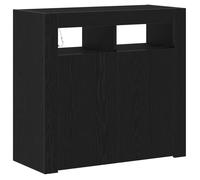 PROMOTION Buffet salle à manger Commode Salon - avec éclairage LED Chêne noir 80x35x75 cm - Bois d'ingénierie 81212 - BestMeuble