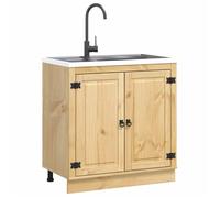 PROMOTION Cabinet de cuisine - VENTE-FLASH - Meuble étagère de rangement avec stockage Miel 80x46x81,5 cm Pin massif 153201