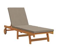 PROMOTION Chaise longue - avec roues et coussin en taupe - Bois massif - Fauteuil Terrasse 20267 - BestMeuble