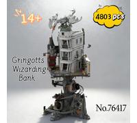 Promotion de noël 4803 pièces FIT 76417 banque de sorciers Gringotted bloc de construction à collectionner modèle briques jouets cadeaux d'anniversaire 4803pcs with light